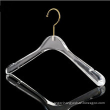 Custom Logo Transparent Clear Acrylic Hanger Adult Acrylic Coat Hanger with gold hook